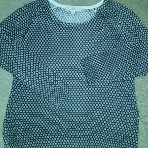 LOFT black white floral print long sleeve tee